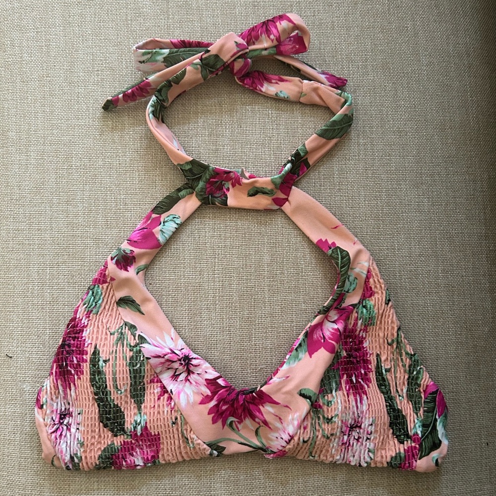 Tori Praver Floral Bikini Top Swimwear / Designed in Hawaii/ Size Small